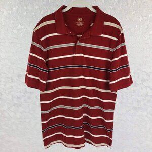 Covington Men’s Red Striped 100% Cotton Short Sleeve Polo Shirt Size LG (42-44)